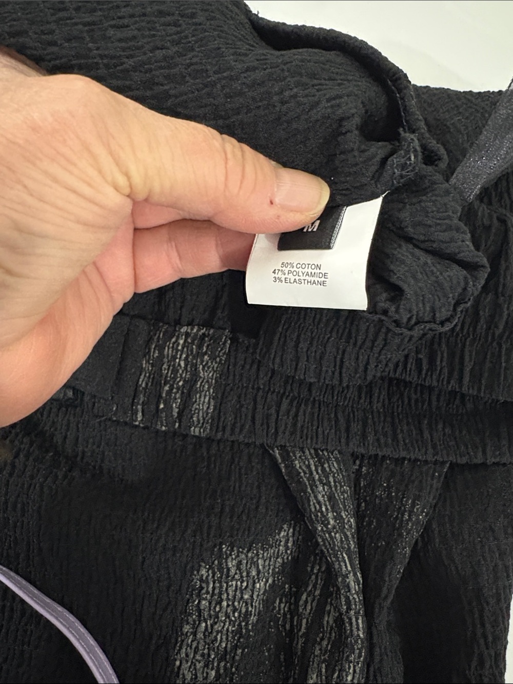 Black Trousers with Silver Brushstroke Pattern - Picture 6 of 8